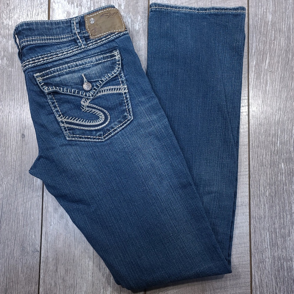Silver Jeans Berkley Flap Womens 30x34 Blue Bootcut Contrast Stitch Western